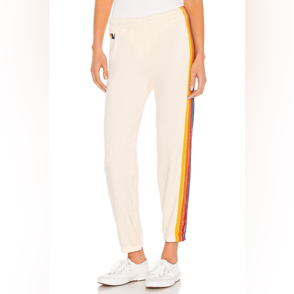 Aviator Nation Cream 5 Stripe Sweatpants